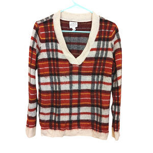 St. John's Bay Size Small S Checkered Red Yellow White Sweater Soft Acrylic